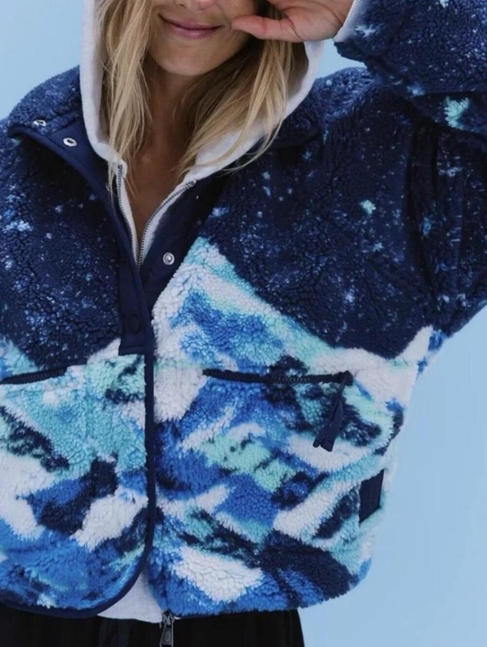 Free People Movement Hit The Slopes Fuzzy Fleece Starry Skies Midnight Jacket